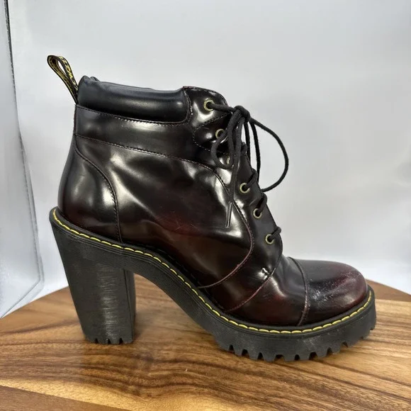 Martens Averil Heeled Ankle Boots Arcadia Leather Grunge Goth